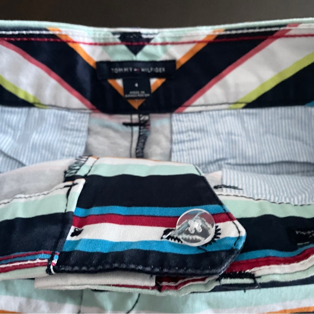 TOMMY HILFIGER Short 4 Multi-Color Striped Chino Shorts Preppy Coastal Summer - Picture 9 of 11